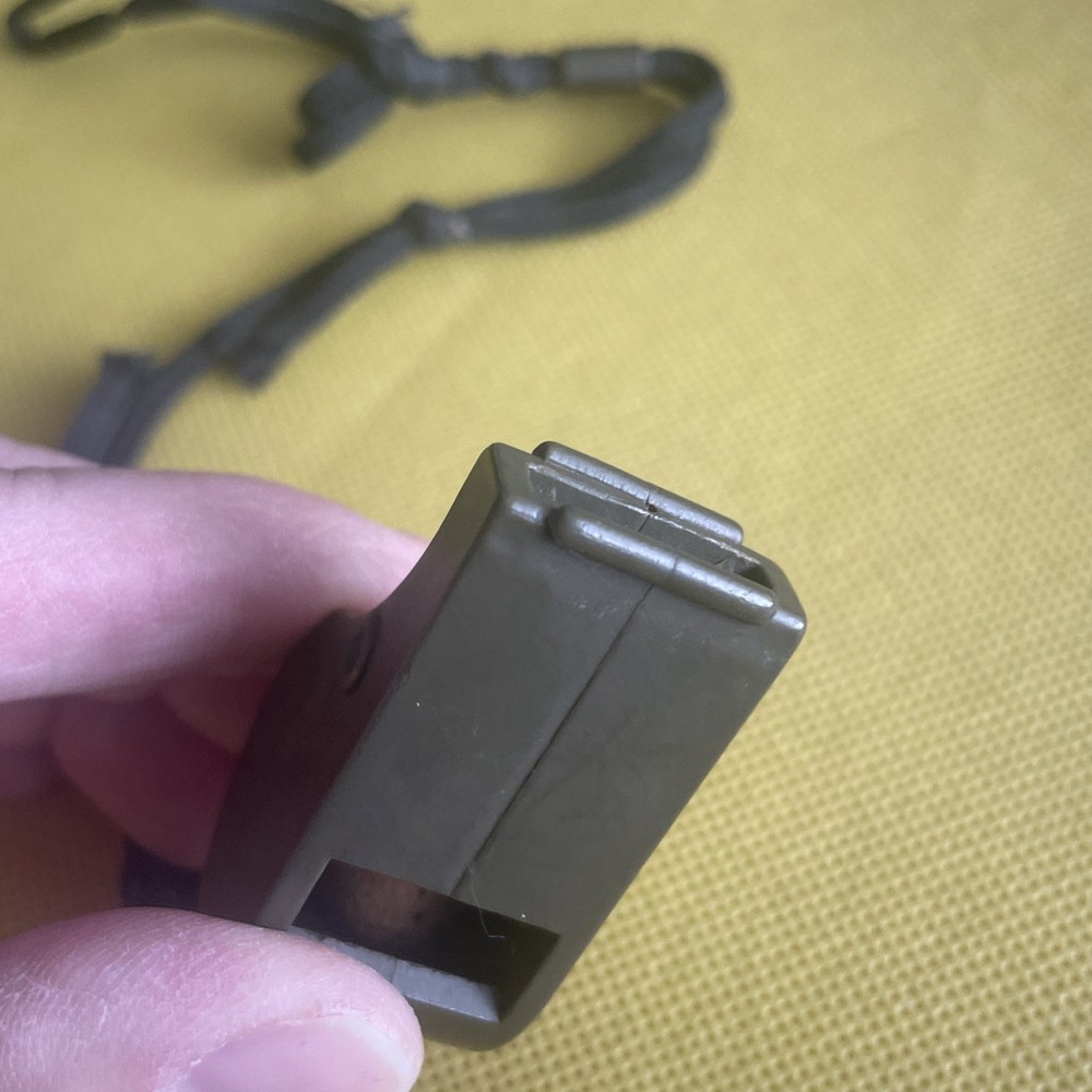 Vintage WW2 U.S. Era OD Green Plastic Whistle Works!