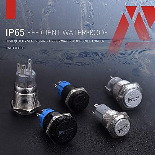 19mm 12V Momentary Speaker Horn Push Button Toggle Silver Shell-Red HORN