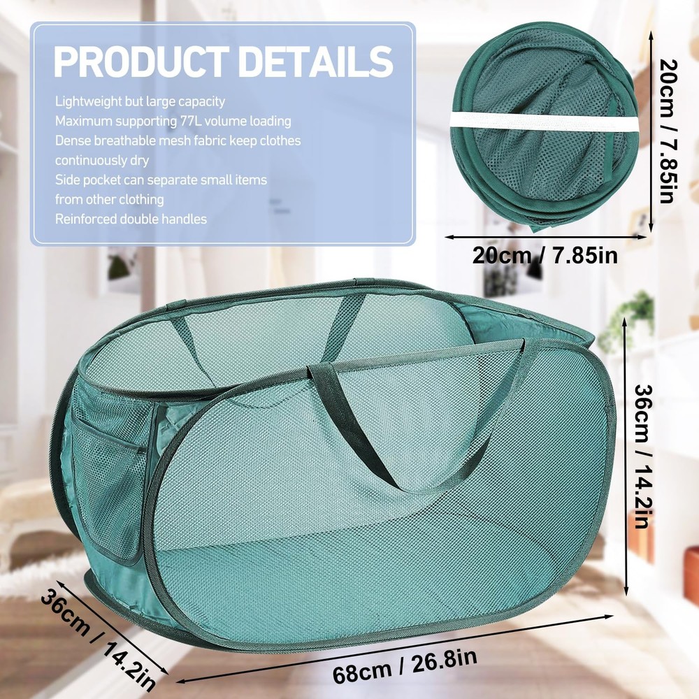 4PCS Mesh Laundry Hamper,Collapsible Laundry Baskets,75L Large Foldable Dirty...