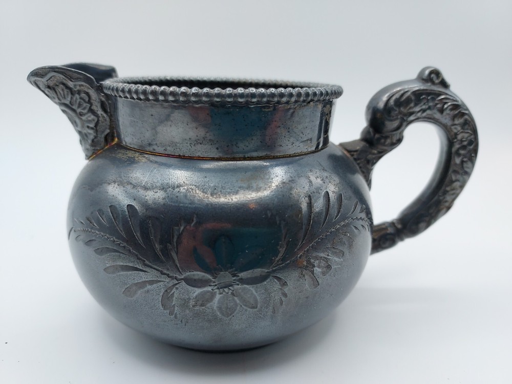 Vintage Empire Silver Plate Co. Quadruple Plate Ornate Creamer  Silver Plate