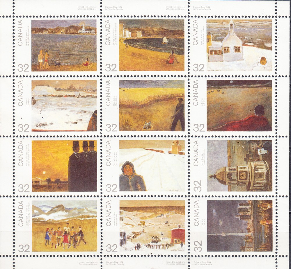 W CANADA 1016-1027a ULSCANADA DAY PAINTINGS SINGLE UPPER LOWER INSCRIPTIONS