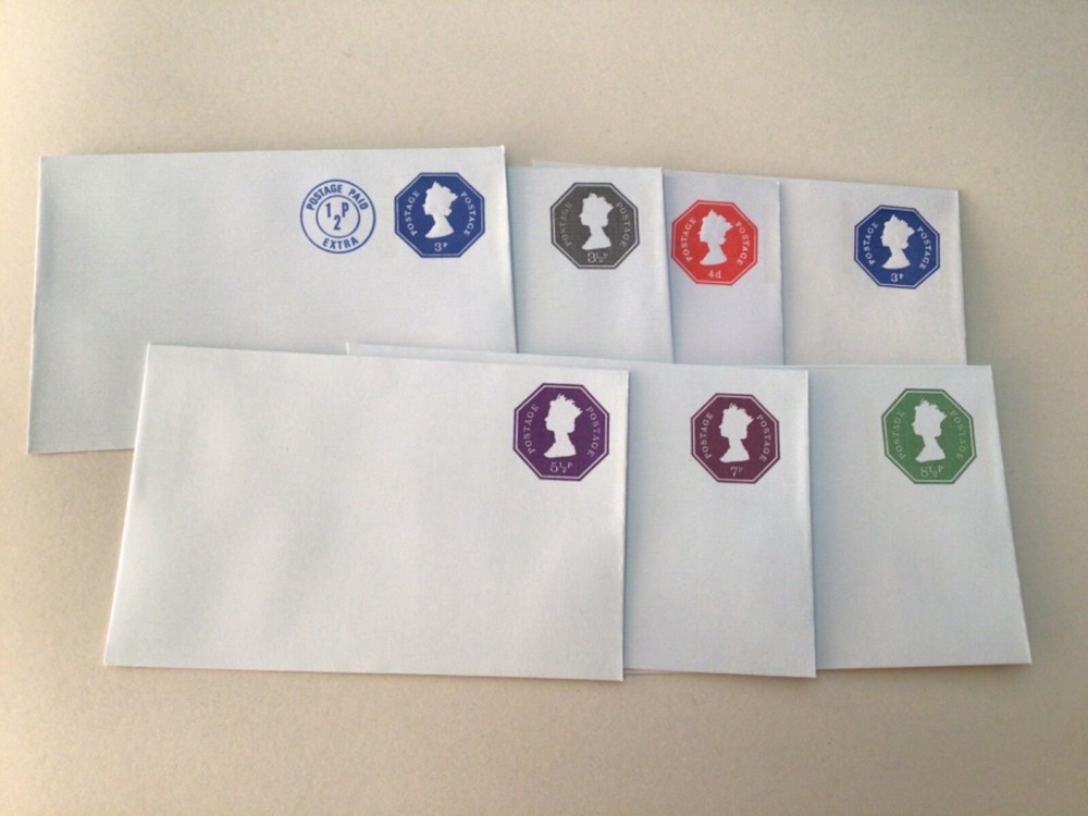 GB Stationery Envelopes 7 mint unused postal envelopes A10771