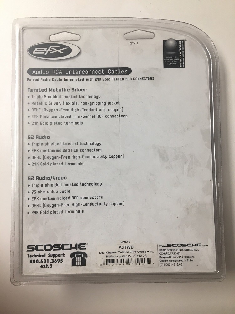 Scosche TWisted RCA Cable- 2 Ch - 3 ft