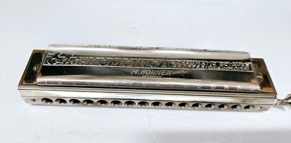 Vintage Hohner 64 Chromonica 4 Octave Pro Model Harmonica w/Tortoise Shell Case