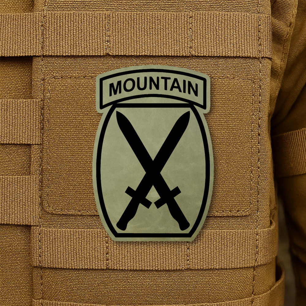 10th Mountain Division Engraved Tactical Morale Patch, 2" x 3" Hook & Loop
