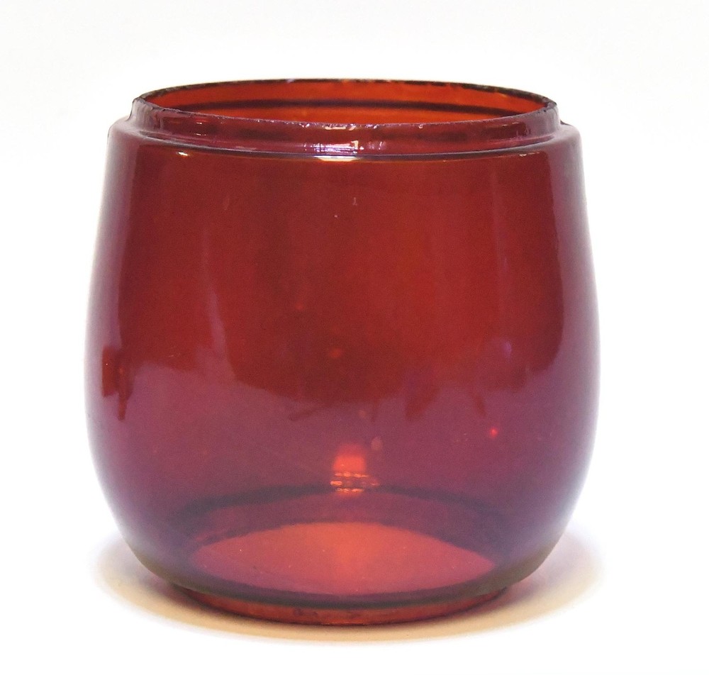 VINTAGE UNMARKED RUBY RED REPLACEMENT LANTERN GLOBE LENS