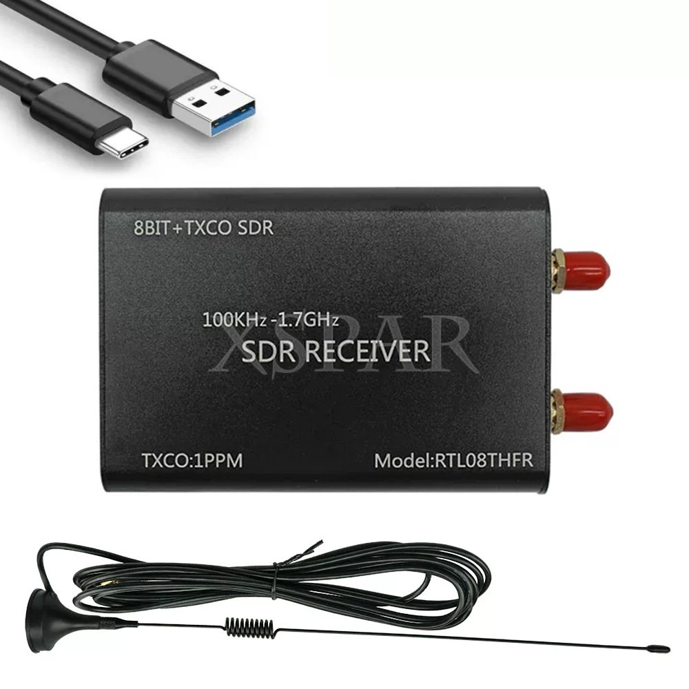 HamGeek RTL08THFR SDR Receiver Full-Band SDR Radio 8Bit 1PPM TXCO with Antenna