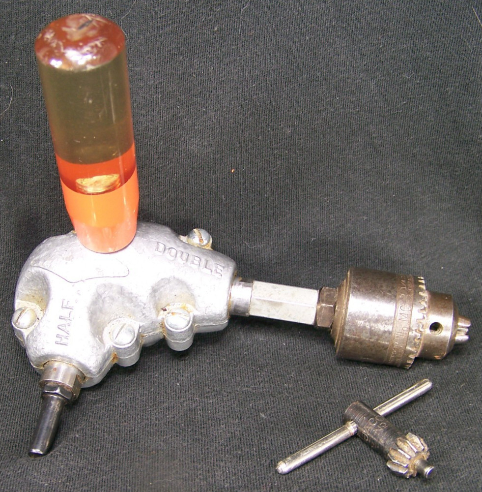Vintage Right Angle Drill Cap Orange Handle Half Double Nice!! Jacobs Chuck