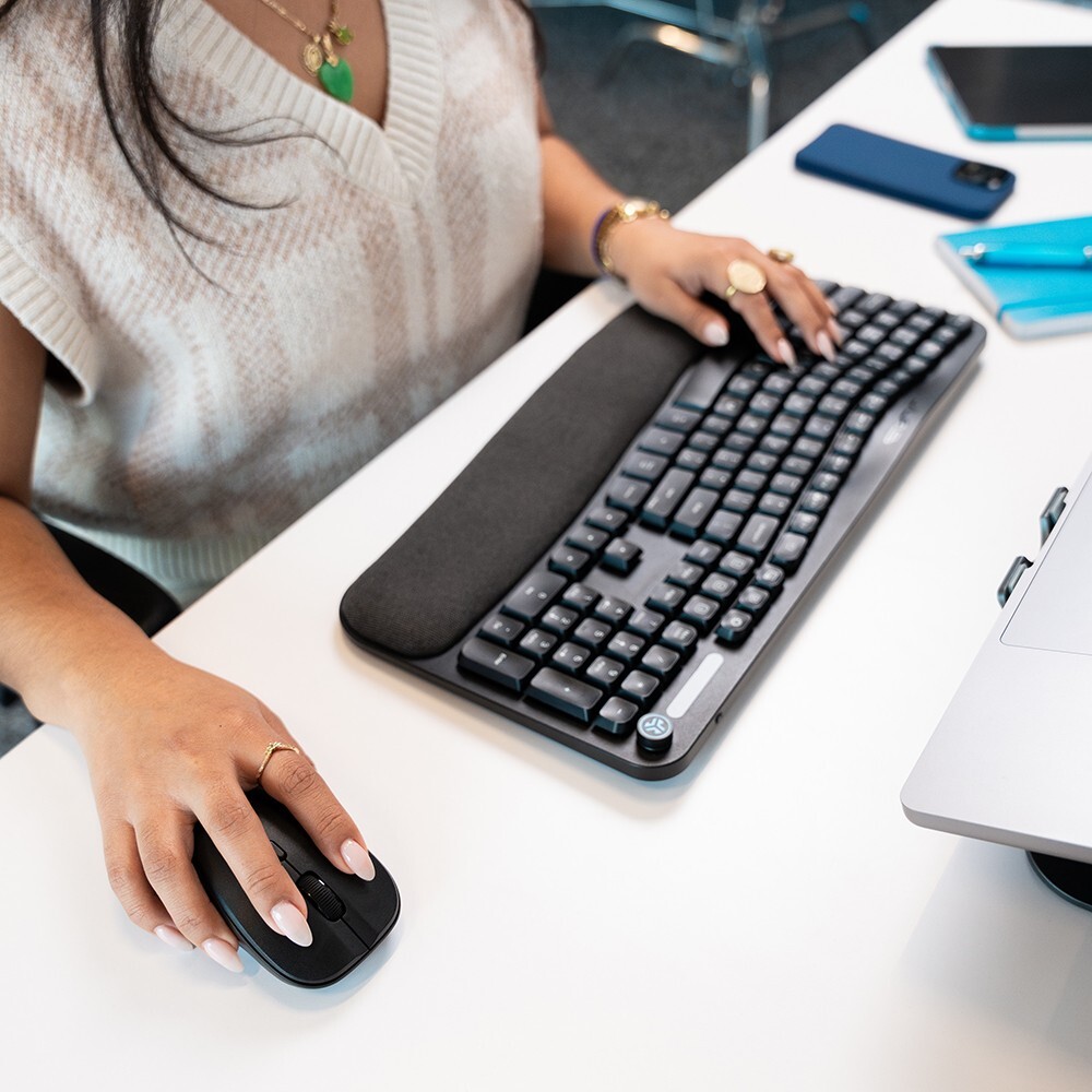 JLab Flow Wireless Keyboard & Mouse Combo: Multi-Device, Ergonomic Design, USB-C