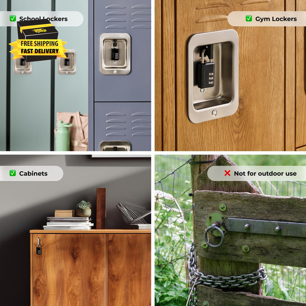 Black Combination Padlock, Indoor Gym Locker Lock with Customizable 3-Digit Code