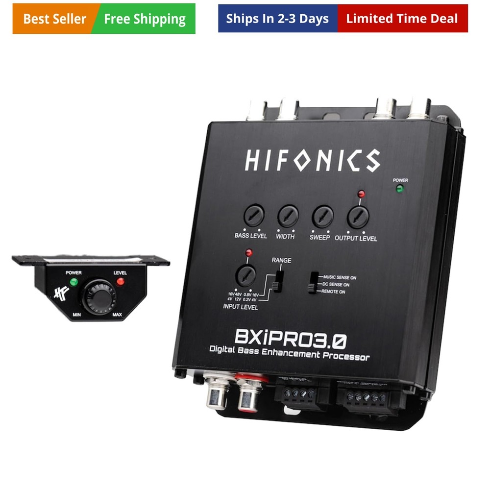 BXIPRO3.0 Bass Enhancer, Digital Processor with Dash Mount Remote Control, In...