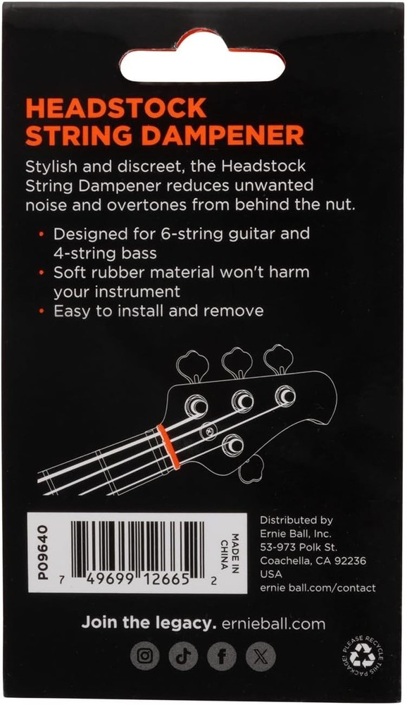 Compact Headstock String Dampener - Essential for 6-String and 4-String Players