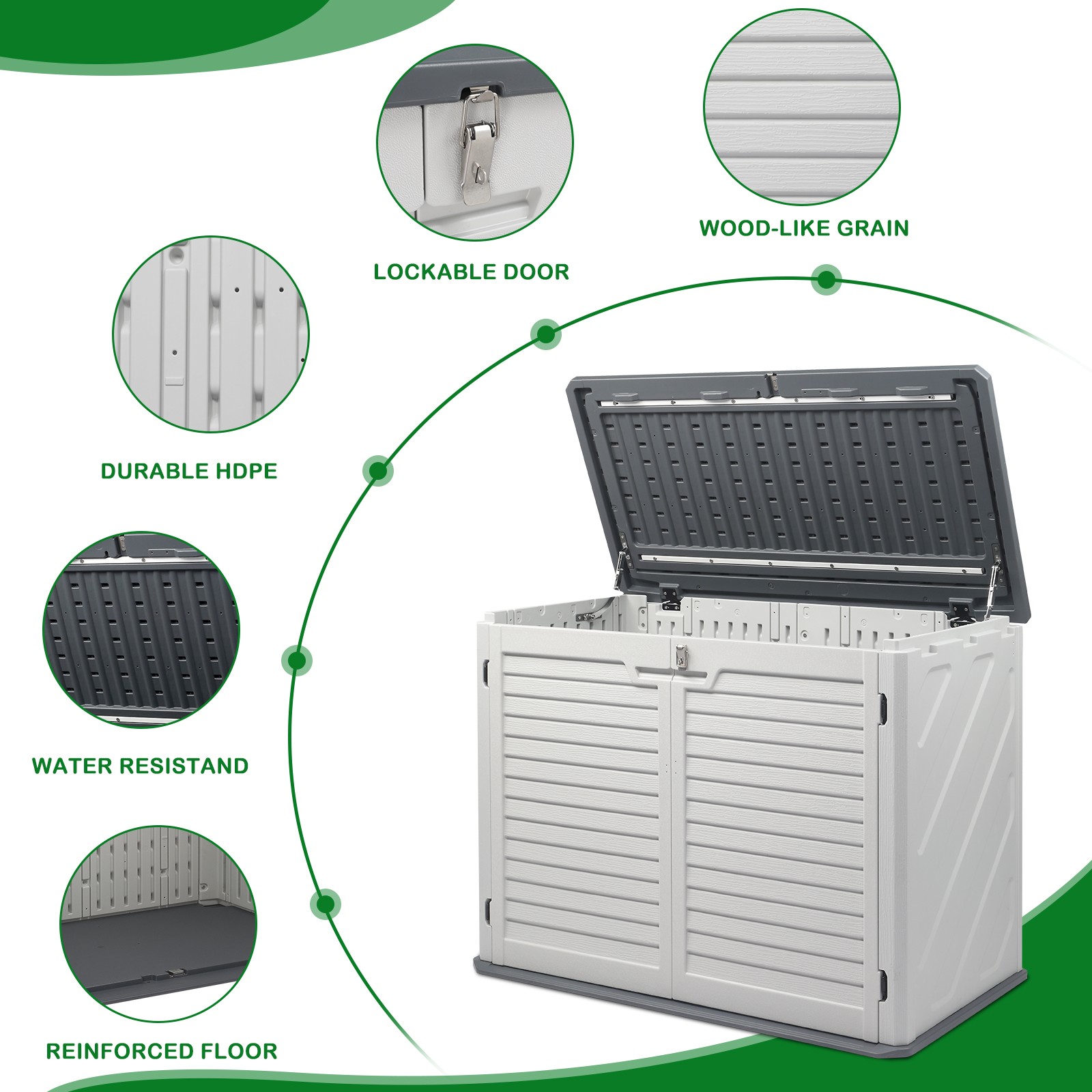 Outdoor Plastic Storage Shed Weather Resistant for Home, Backyard, Garden Tools