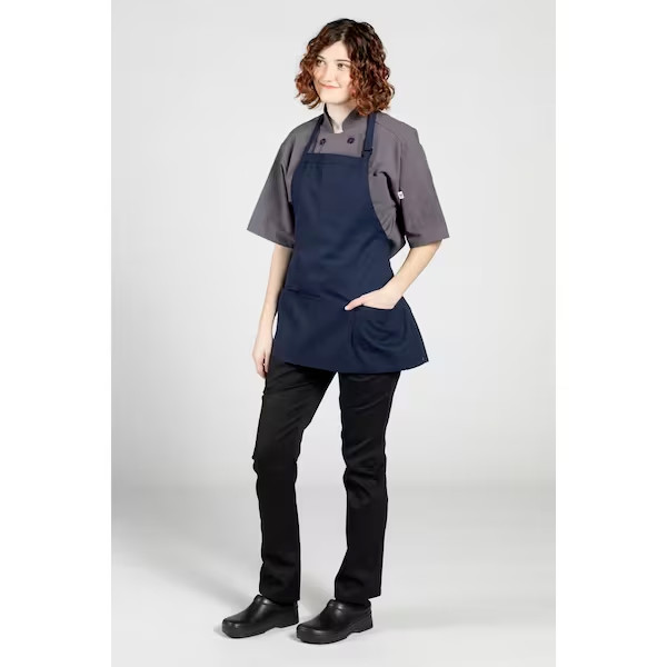 12 ea Uncommon Threads Unisex Adjustable W/ 3-Pocket Bib Aprons Black Dozen