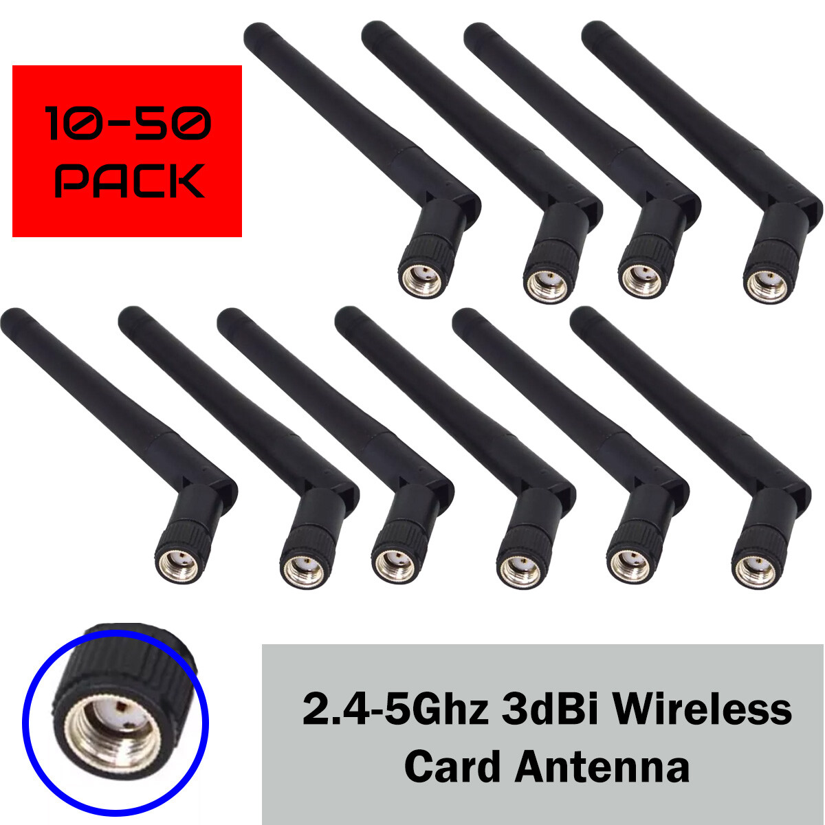 Lot of 10 - 100 Pack RP-SMA Antenna WiFi 2.4GHz/5Ghz 3, 5, 7 dBi Wireless Router