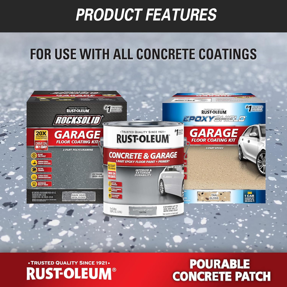 Rust-Oleum 369667 Pourable Concrete Patch, 5 Lb Pail