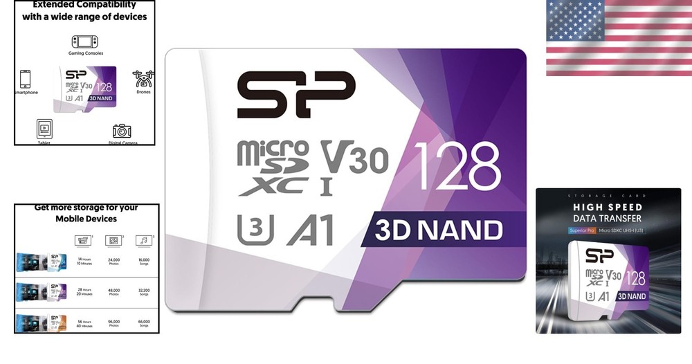 128GB Durable Micro SD Card U3 SDXC – Waterproof, Drop Proof, Perfect for Drones