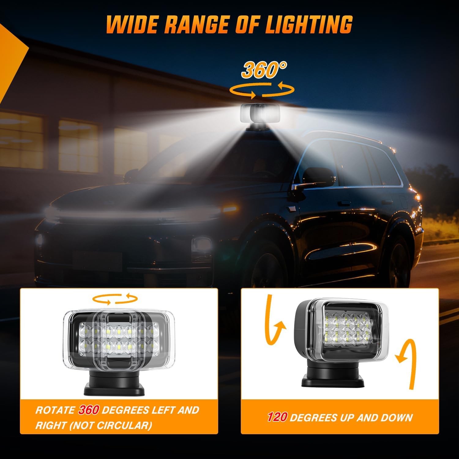 Nilight Magnetic Marine Boat Light Remote Control LED Spotlight 50W 4800LM 360