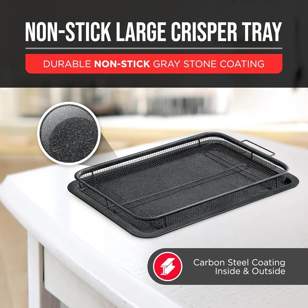 Crisper Tray Gray Marble Coating - 2-Piece Set
