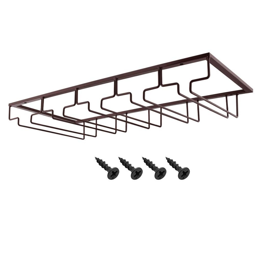 5 Rows Wine Glasses Rack Under Cabinet Stemware Rack for Cabinet Kitchen