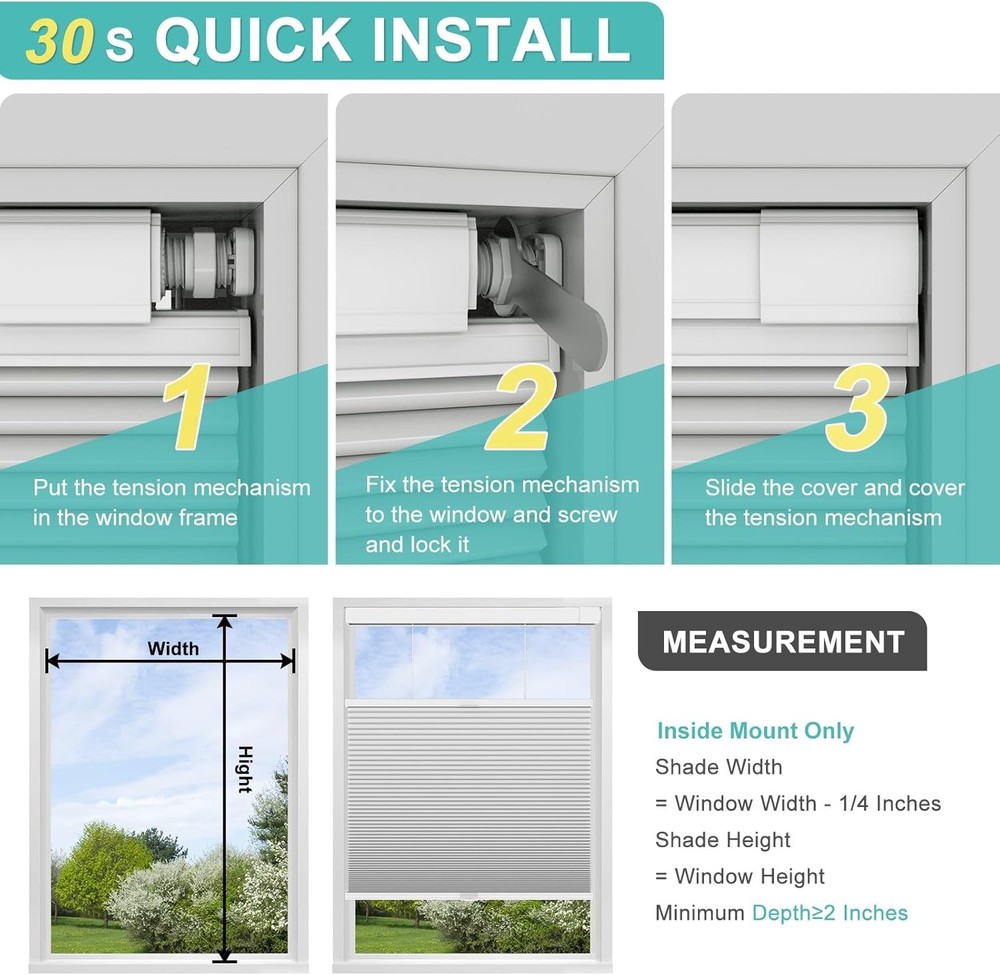 Changshade Light Filtering Top Down Bottom Up No Drill Cellular Shade Honeycomb