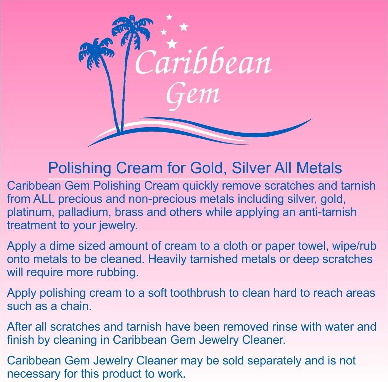 Caribbean Gem 5 pack Jewelry Cleaner Polishing Cloths Silver Gold Gemstones