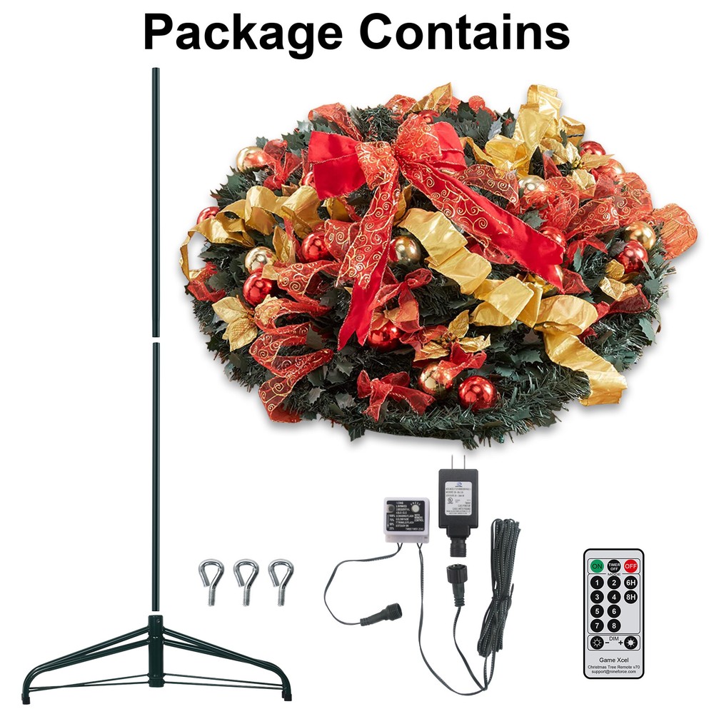 6FT Durable Artificial Christmas Tree Pre Lit Pre Decorated Remote Control