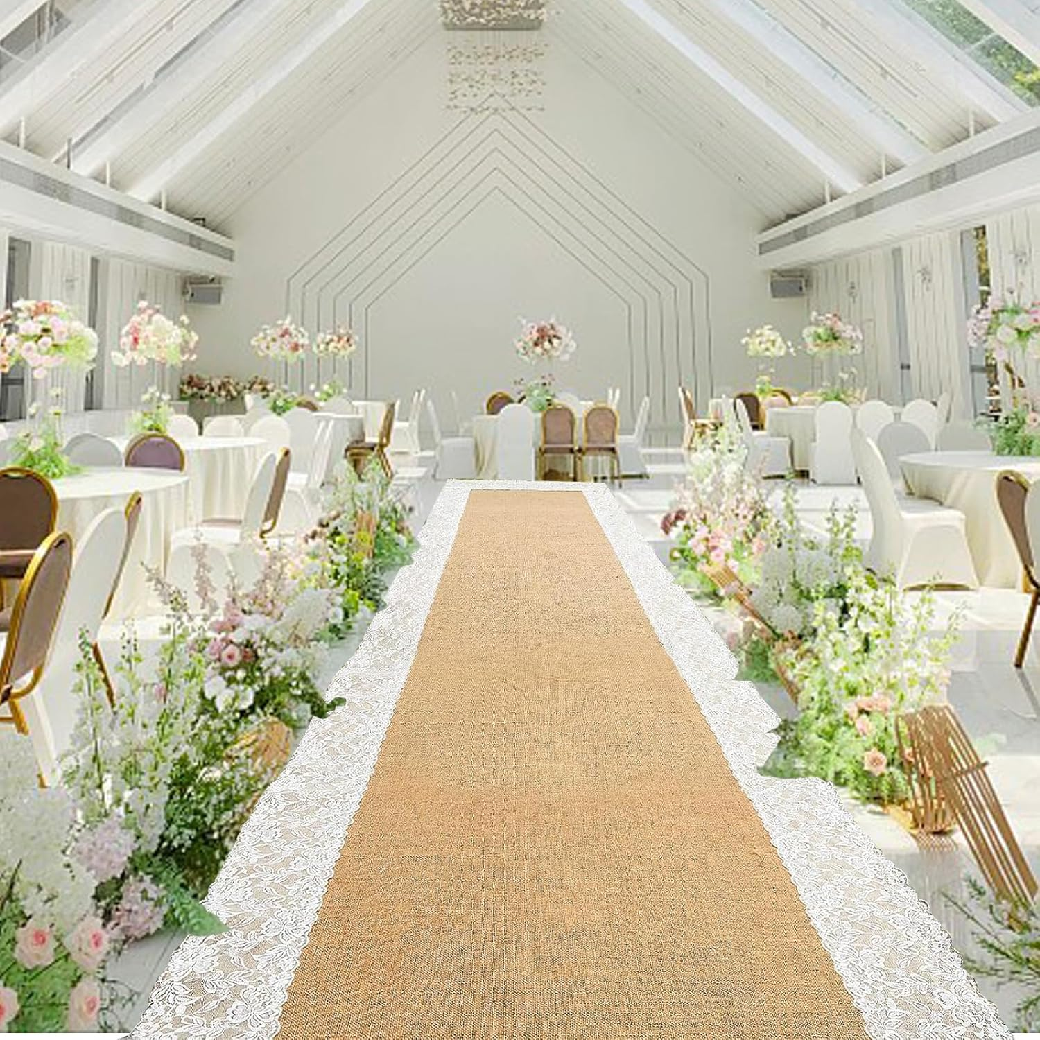 Burlap Aisle Runner for Wedding Ceremony, 36" X 20Ft Natural Burlap Wedding Aisl