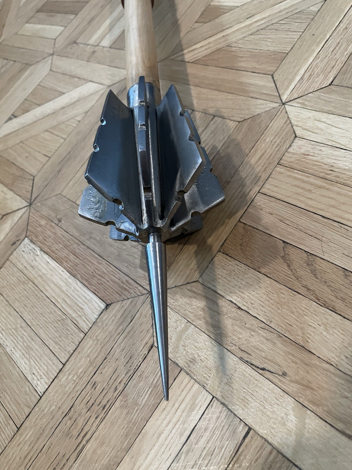 Medieval Double-Sided Flanged Mace and Spear, 55-Inch Weapon