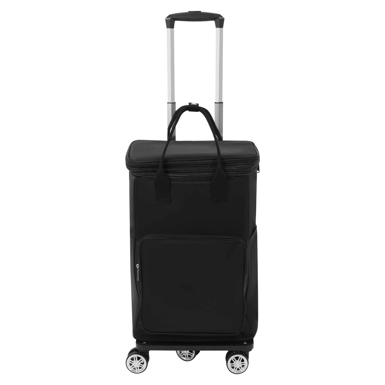 2 In 1 Shopping Cart With Wheels Grocery Cart Black Portable Utility Dolly Cart