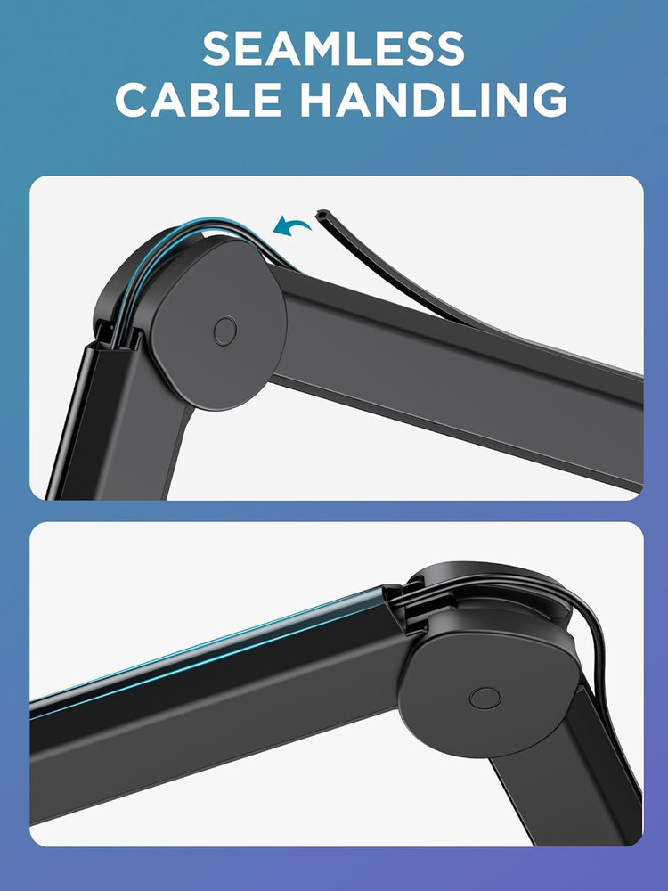 Mic Boom Arm, Microphone Stand with Cable Management Channels Height Riser for B
