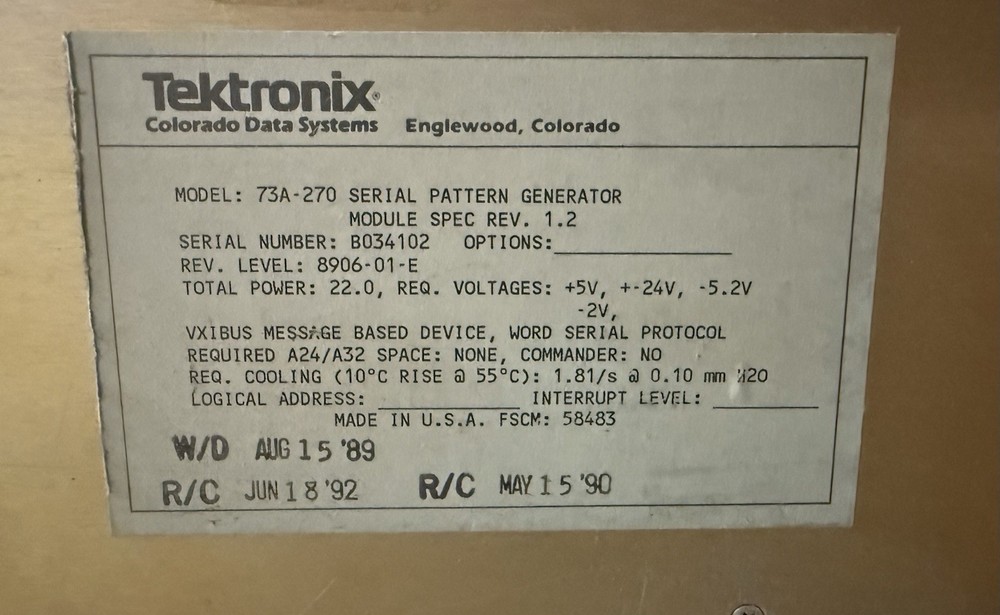 CDS / Tektronix 73A-270 VXI Pulse Pattern Generator