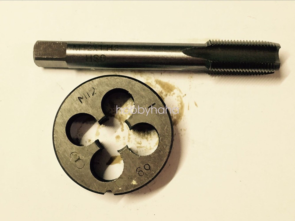1pc HSS Machine M12 X 1mm Plug Tap and 1pc M12 X 1mm Die Threading Tool