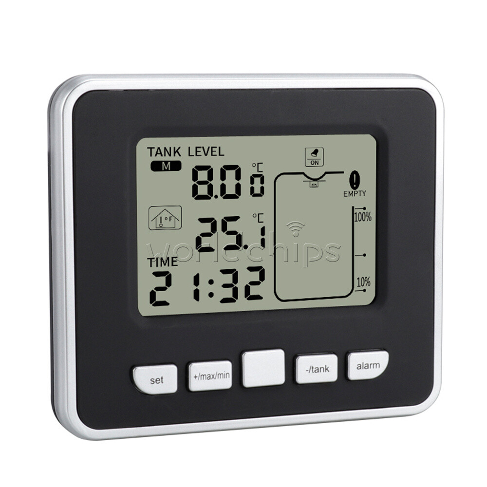Ultrasonic Water Tank Liquid Level Meter With Temperature Sensor Time Display