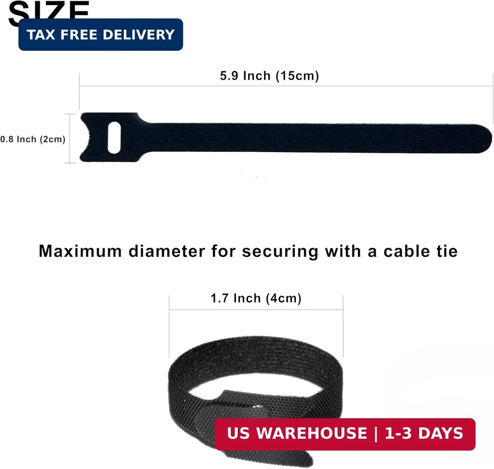 130 PCS 6 Inch Reusable Cable Ties Adjustable Cord Straps, Hook & Loop Wire Orga