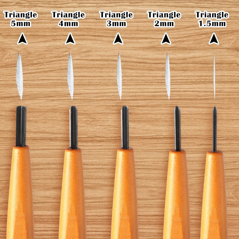 WILLBOND 5 Pcs Linocut Carving Tools Set - Triangular Linoleum & Wood Classic