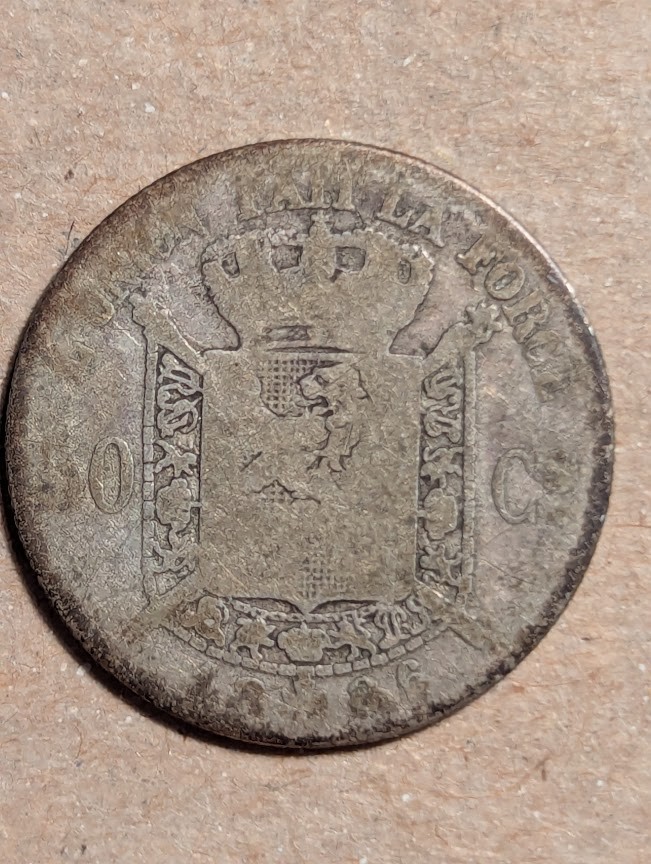 1866-1886 Belgian 50 Centimes Silver