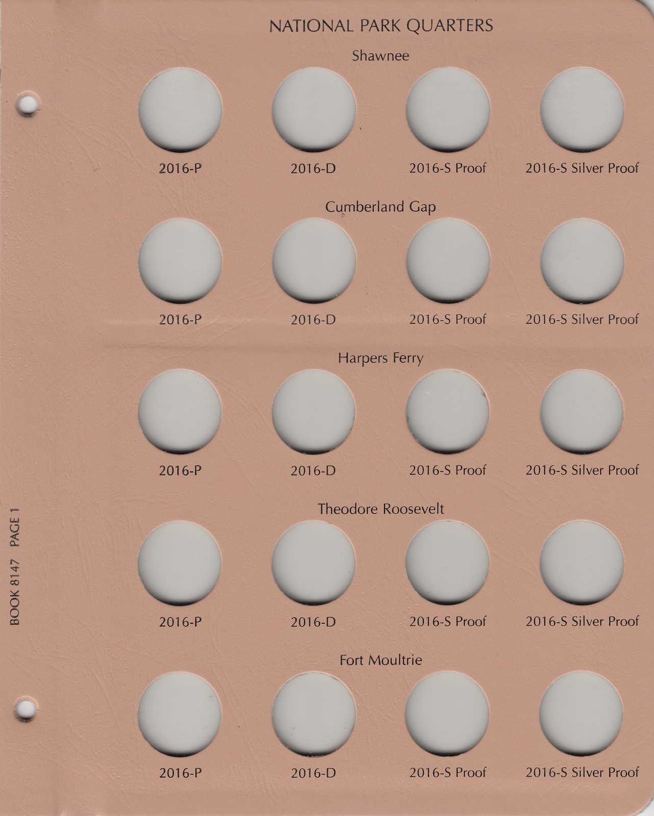 Dansco Coin Album For National US Parks ATB Quarters w/ Proofs 2016-2021 8147