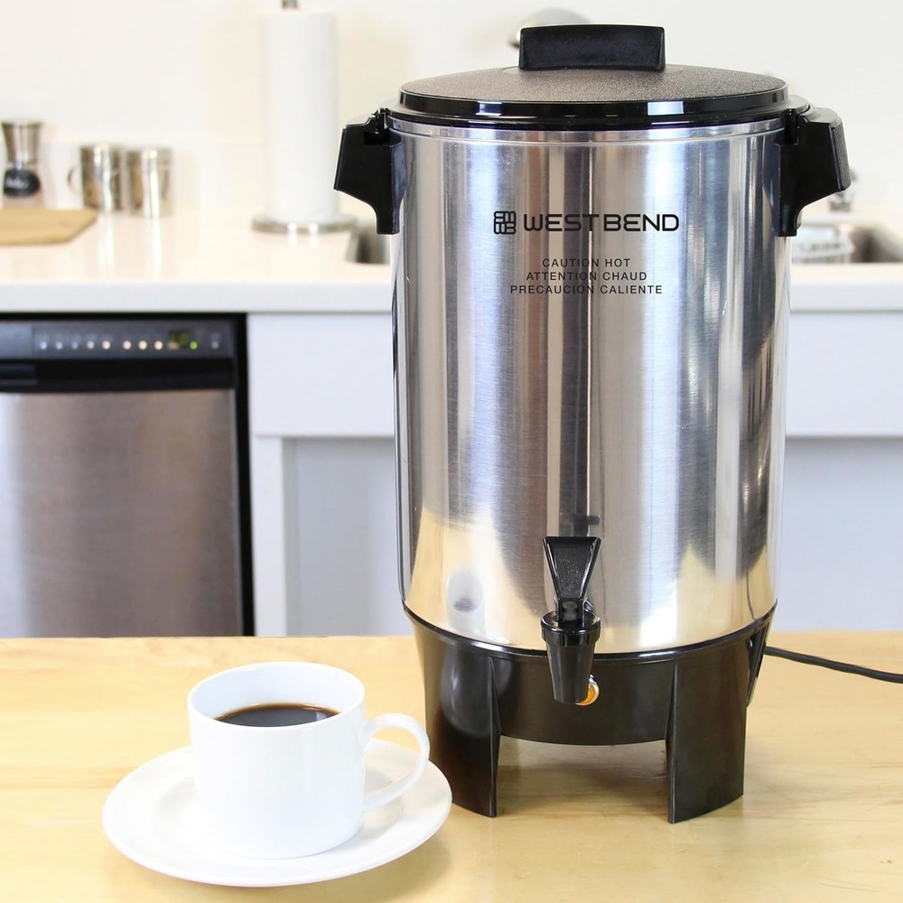 Coffee Urn Highly-Polished Aluminum Features Automatic Temperature Control wi...