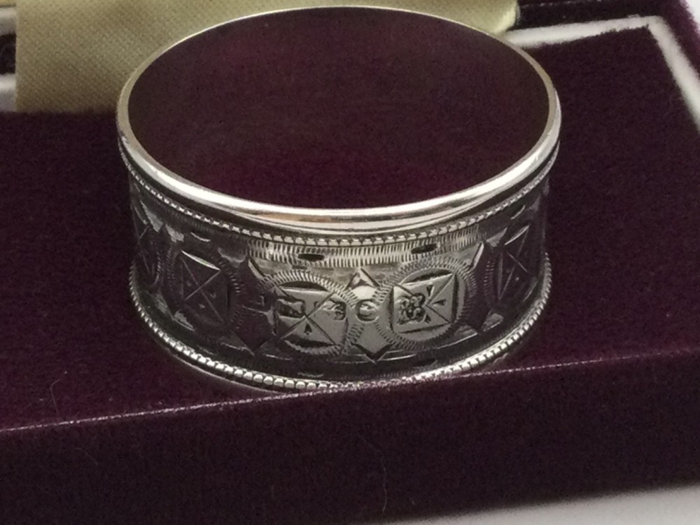 VICTORIAN STERLING SILVER NAPKIN RING, EXETER C1881