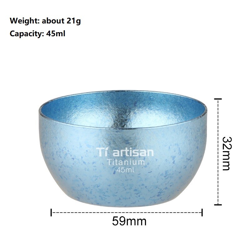 1PC Titanium Double Wall Tea Cup Teacup 45ml Outdoor Camping Tableware Drinkware
