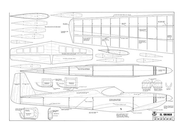 El Gringo .60 Pattern 68" Wingspan RC Model Airplane Printed Plans & Templates