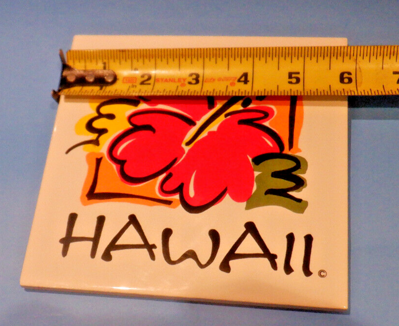Hawaii Ceramic 6" Square Tile Trivet Cork Backing Kitchen Home Decor