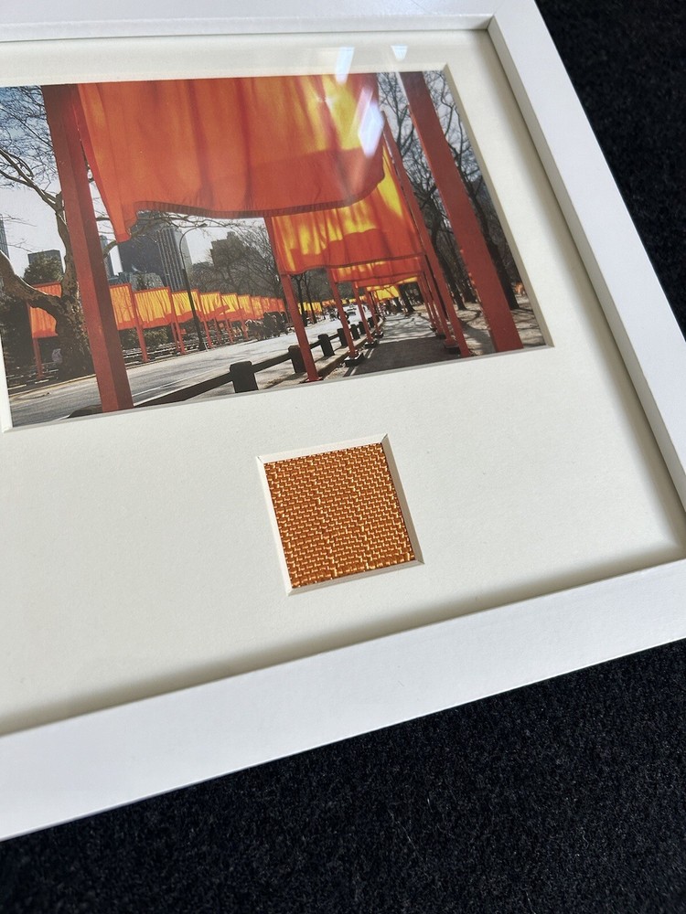 Christo - "The Gates" offset print with original fabric scraps