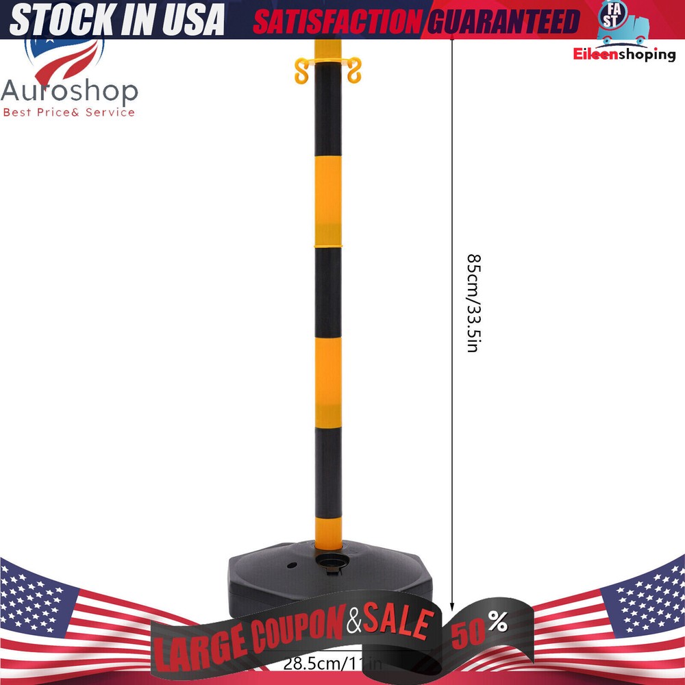 6 Pack Traffic Cones Adjustable Delineator Post Portable Parking Pole W/ Chains