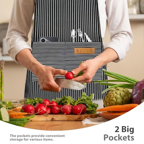 2 Pack Kitchen Aprons, Soft Apron for Restaurant with Adjustable Neck Strap
