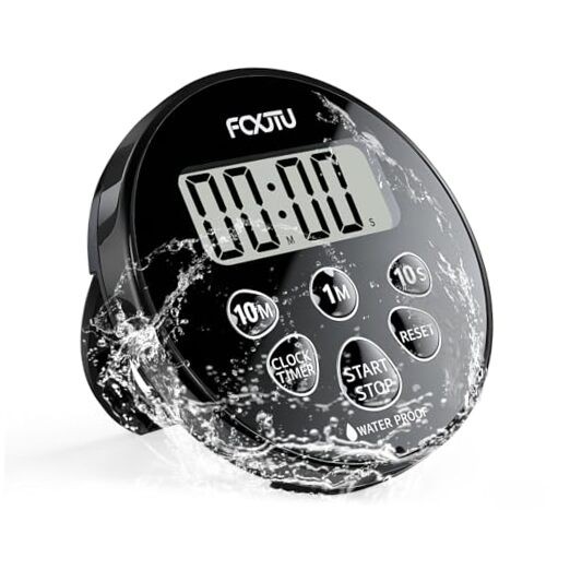 Digital Waterproof Shower Clock Timer, Bathroom Shower Countdown Dark Black