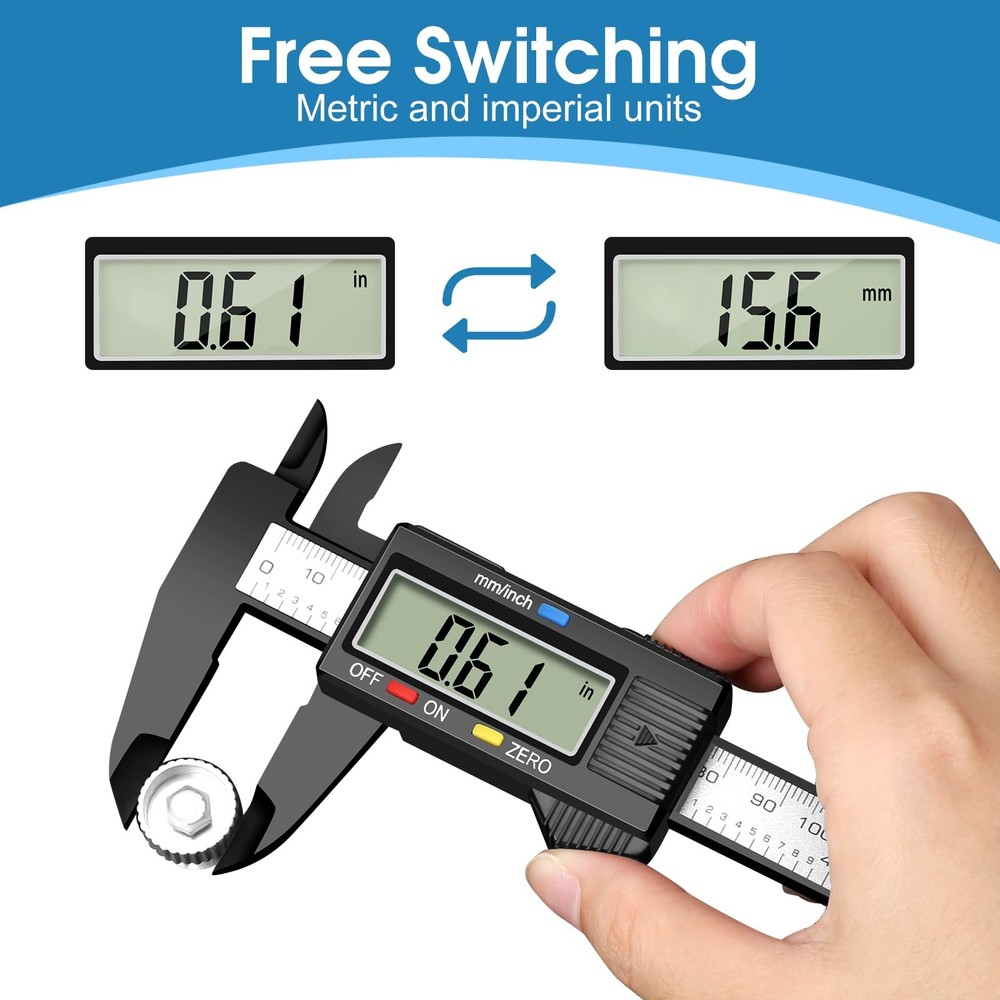Digital Caliper Calipers Measuring Tool, 0-6inches Electronic with...