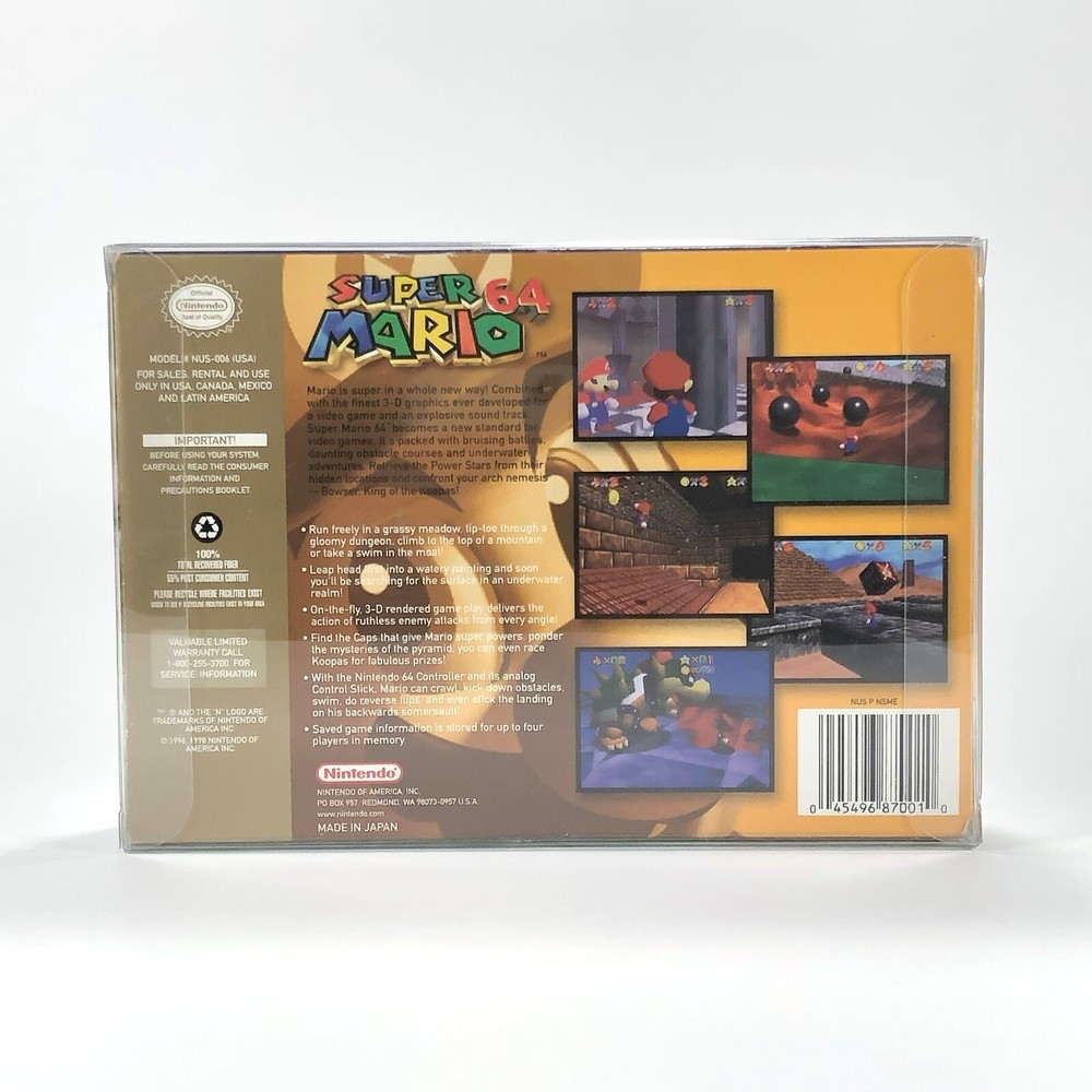 25 N64 Clear Plastic Box Protector Sleeve Case for Complete CIB Games