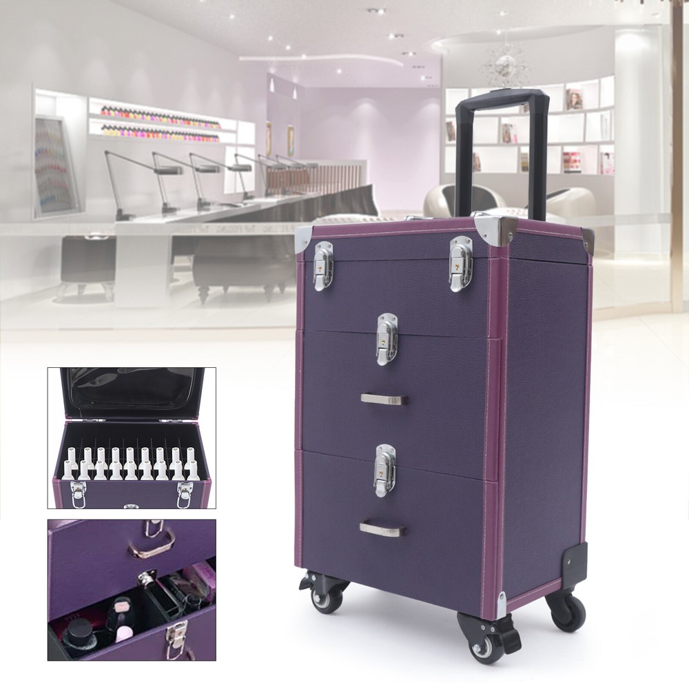 Large Rolling Cosmetic Case Makeup Trolley Rolling Makeup Case Waterproof